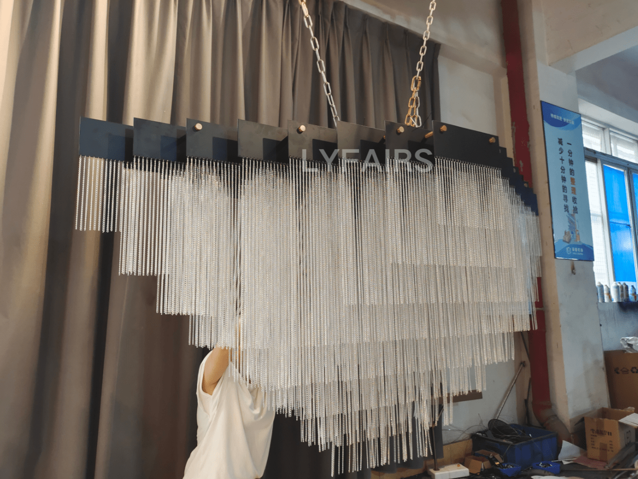 Extra Large Multi-tier Aluminum Tassel Chain Art Chandelier for Villa/Stairs/Foyer/Living Room-Nobipets