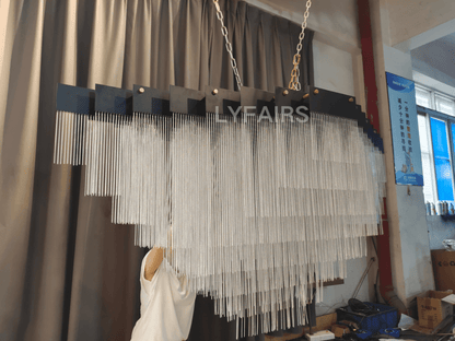 Extra Large Multi-tier Aluminum Tassel Chain Art Chandelier for Villa/Stairs/Foyer/Living Room-Nobipets