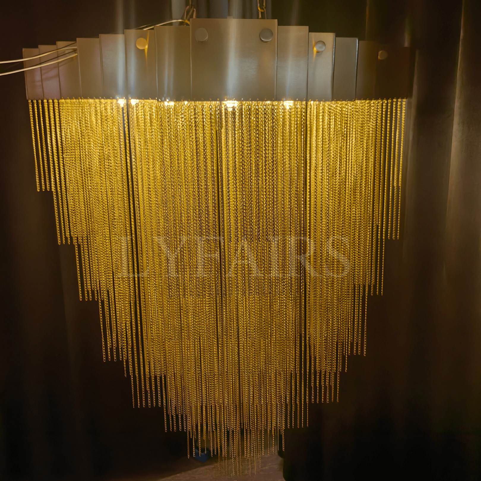 Extra Large Multi-tier Aluminum Tassel Chain Art Chandelier for Villa/Stairs/Foyer/Living Room-Nobipets