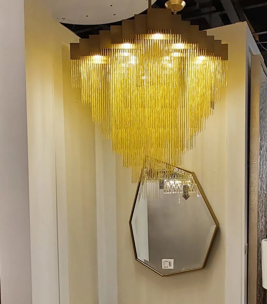 Extra Large Multi-tier Aluminum Tassel Chain Art Chandelier for Villa/Stairs/Foyer/Living Room-Nobipets