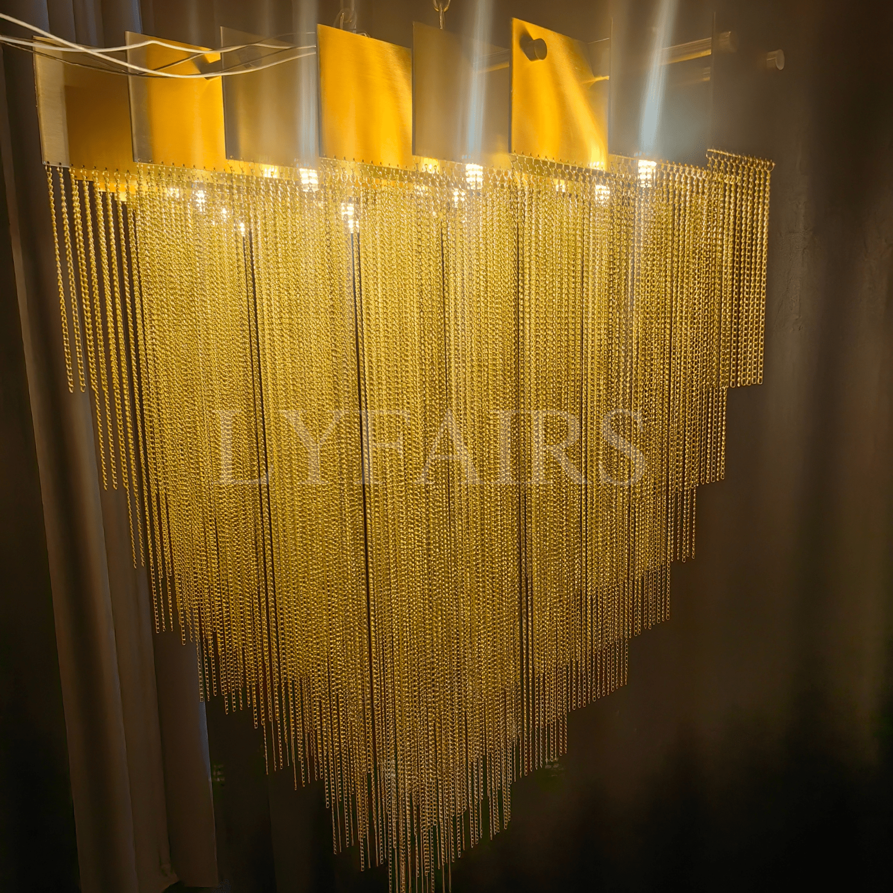 Extra Large Multi-tier Aluminum Tassel Chain Art Chandelier for Villa/Stairs/Foyer/Living Room-Nobipets