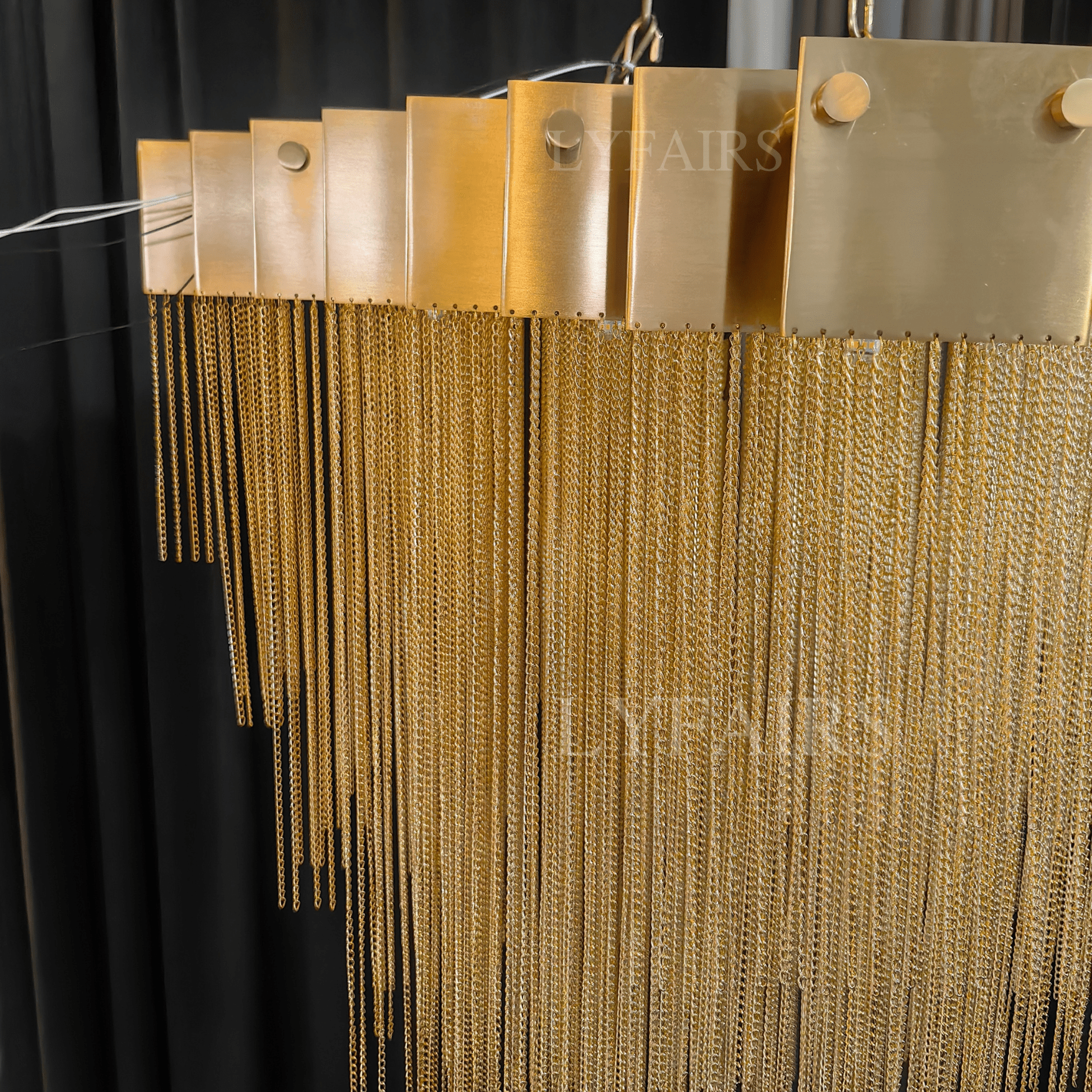 Extra Large Multi-tier Aluminum Tassel Chain Art Chandelier for Villa/Stairs/Foyer/Living Room-Nobipets