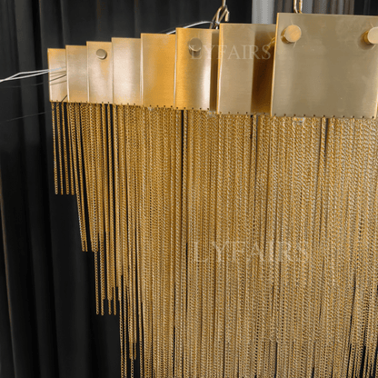 Extra Large Multi-tier Aluminum Tassel Chain Art Chandelier for Villa/Stairs/Foyer/Living Room-Nobipets