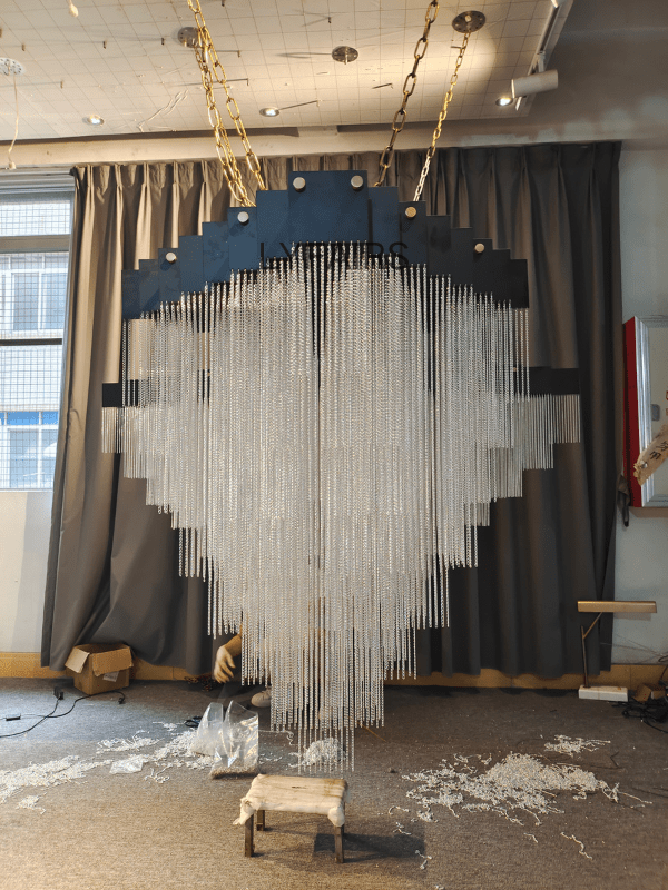 Extra Large Multi-tier Aluminum Tassel Chain Art Chandelier for Villa/Stairs/Foyer/Living Room-Nobipets