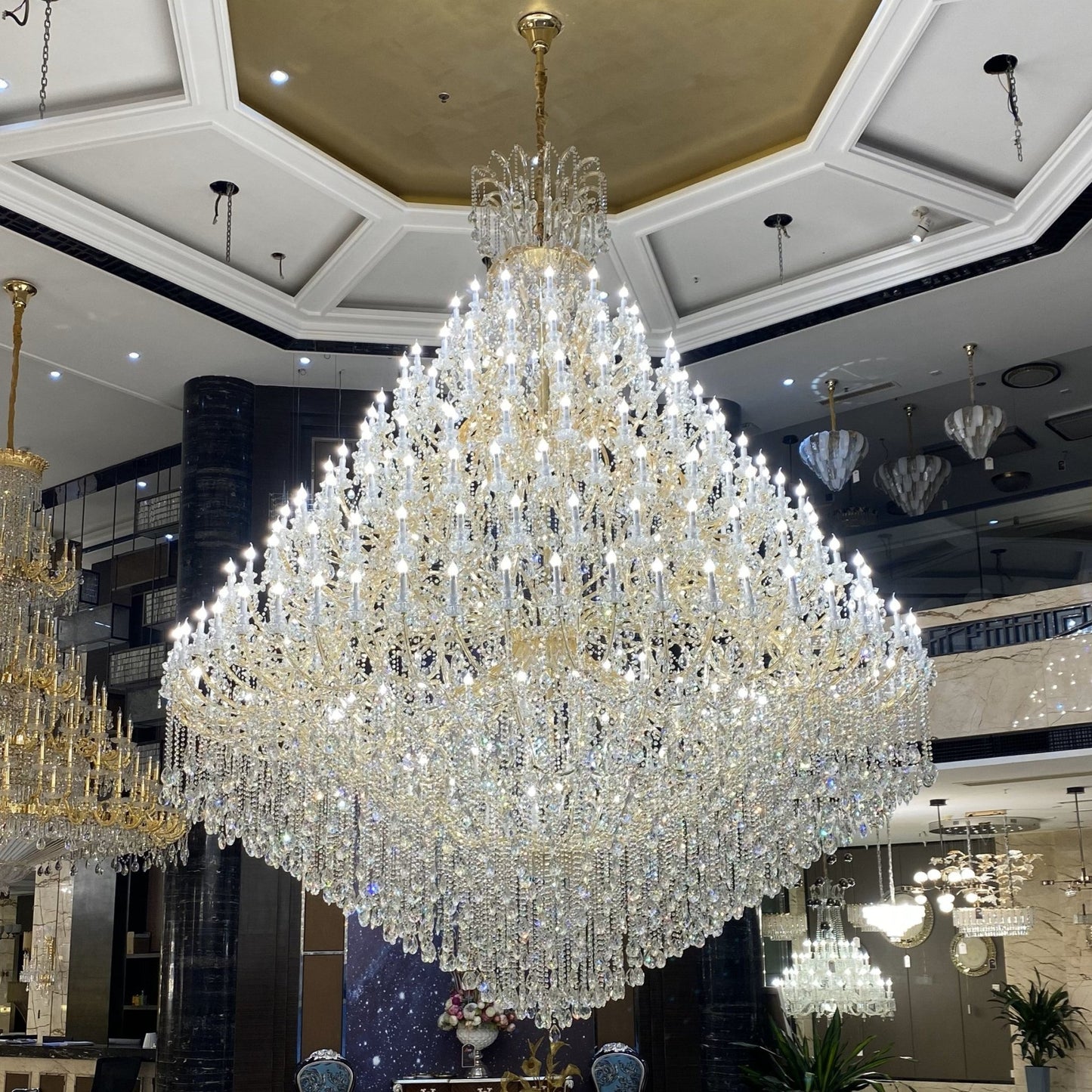 Extra Large Multi-tiered Candle Light Crystal Chandelier for Hotel/Restaurant-Nobipets