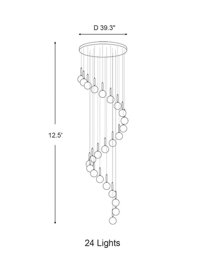 Extra Large Nordic Minimalist Long Pendant Light for Spiral Staircase/High-ceiling Room