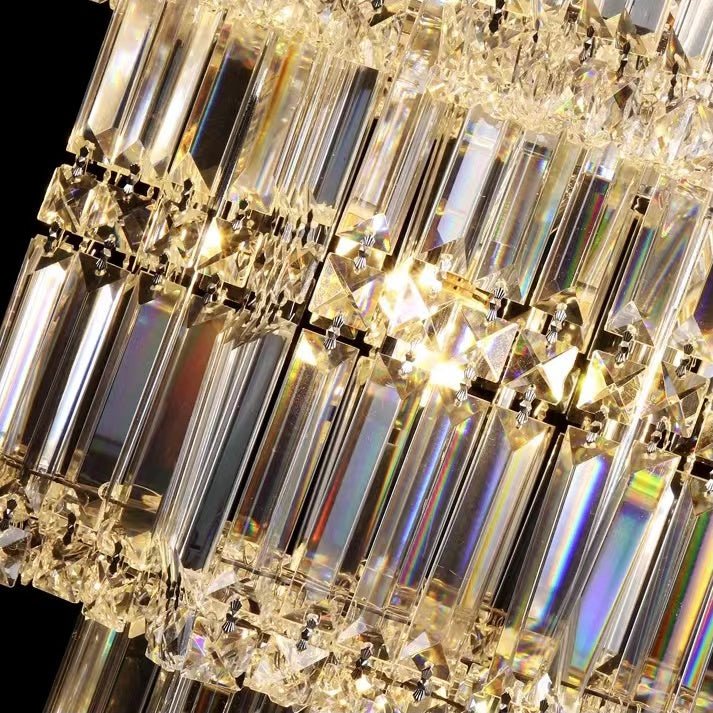 Extra Large Plaza Hall Multi-Tier Crystal Chandelier Foyer Living Room Staircase Ceiling Lighting Fixture In Chrome/ Silver Finish-Nobipets