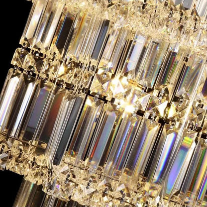 Extra Large Plaza Hall Multi-Tier Crystal Chandelier Foyer Living Room Staircase Ceiling Lighting Fixture In Chrome/ Silver Finish-Nobipets