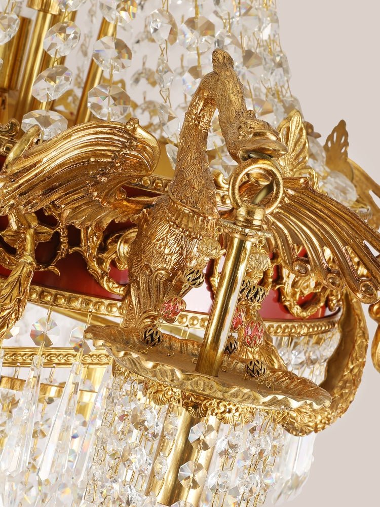 Extra Large Retro Luxury Full Copper Crystal Chandelier for Staircase/ Duplexes/ Villas-Nobipets