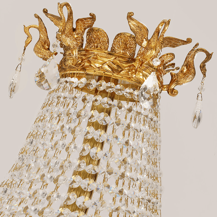 Extra Large Retro Luxury Full Copper Crystal Chandelier for Staircase/ Duplexes/ Villas-Nobipets