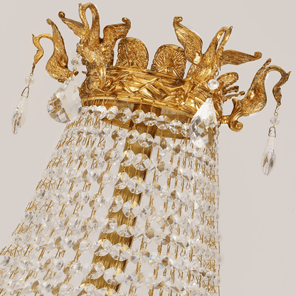 Extra Large Retro Luxury Full Copper Crystal Chandelier for Staircase/ Duplexes/ Villas-Nobipets