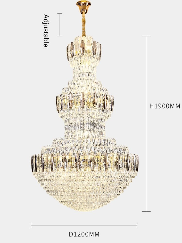 Extra Large Round Crystal Chandelier Luxury Foyer High Ceiling Light Fixture For Living Room/ Hotel Hall Entrance-Nobipets