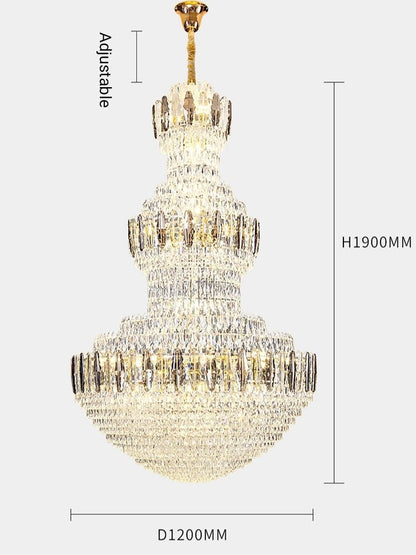 Extra Large Round Crystal Chandelier Luxury Foyer High Ceiling Light Fixture For Living Room/ Hotel Hall Entrance-Nobipets