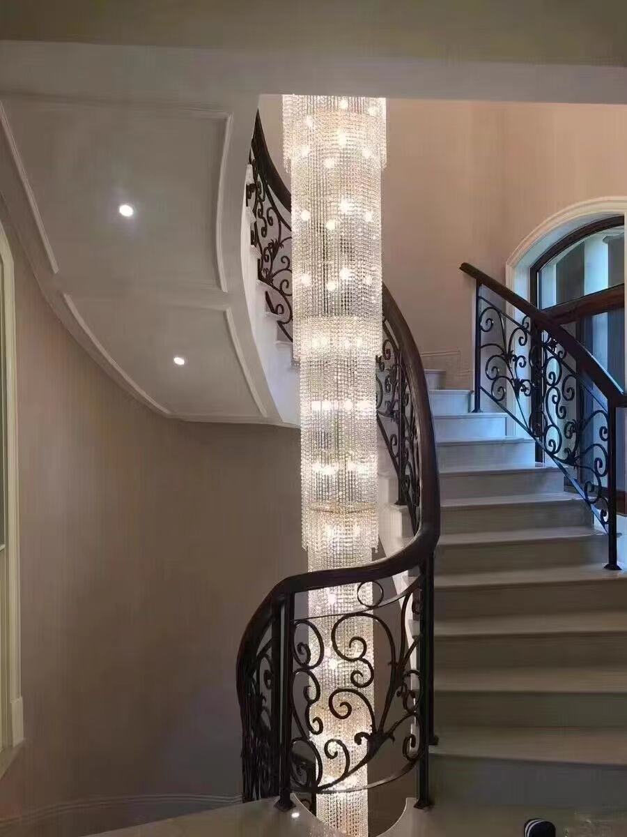 Extra Long Luxury Crystal Chandelier For Staircase / 2 Story Multi-layered Long Light Fixture-Nobipets