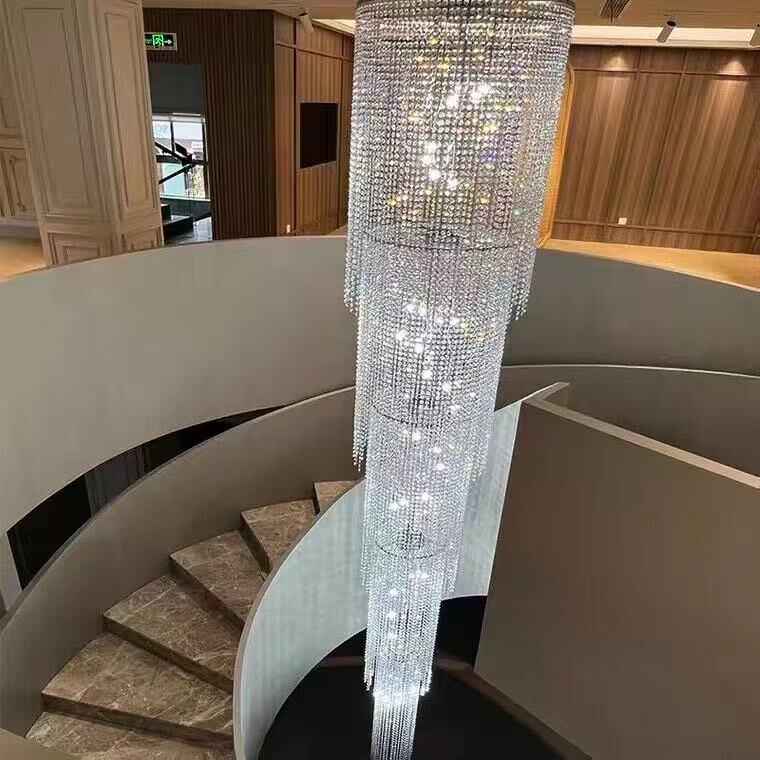 Extra Long Luxury Crystal Chandelier For Staircase / 2 Story Multi-layered Long Light Fixture-Nobipets