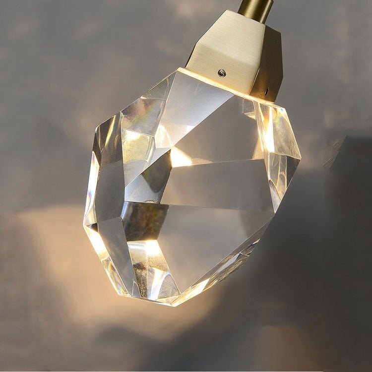 Faceted Crystal Masonry Pendant Light, Brass