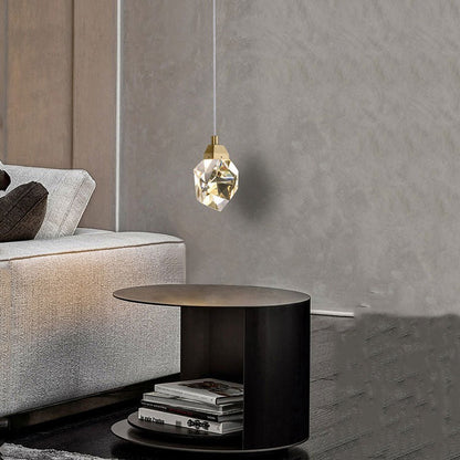 Faceted Crystal Masonry Pendant Light, Brass