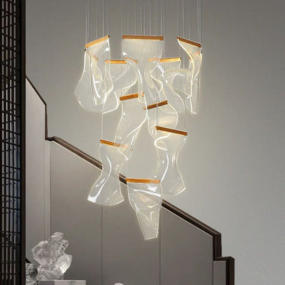 Flame Round Chandelier For Staircase-Nobipets