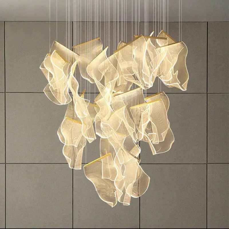 Flame Round Chandelier For Staircase-Nobipets