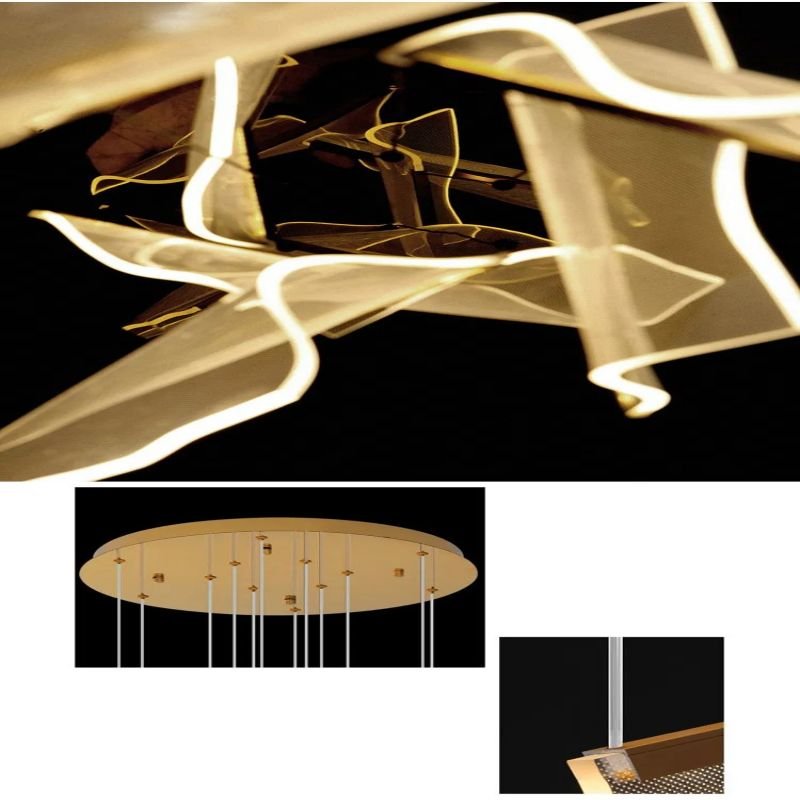 Flame Round Chandelier For Staircase-Nobipets