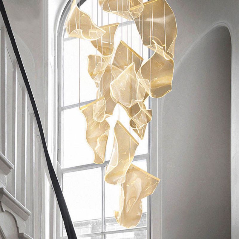 Flame Round Chandelier For Staircase-Nobipets