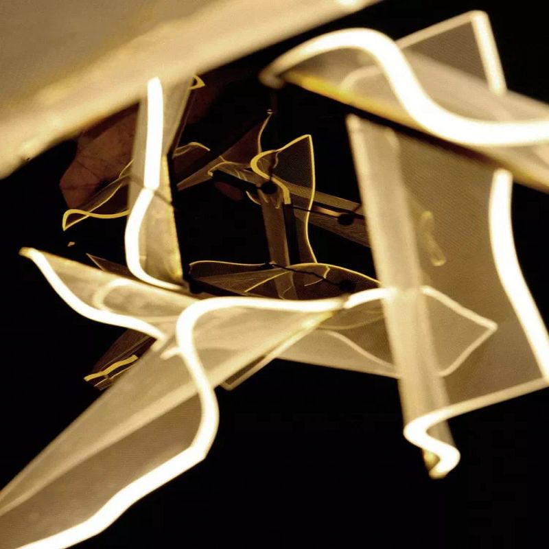 Flame Round Chandelier For Staircase-Nobipets