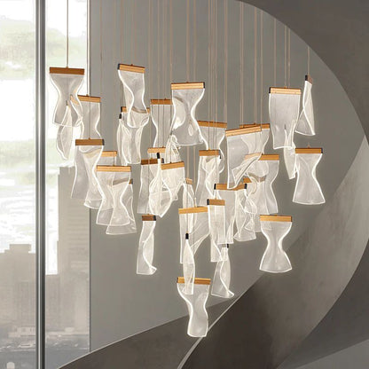 Flame Round Chandelier For Staircase-Nobipets