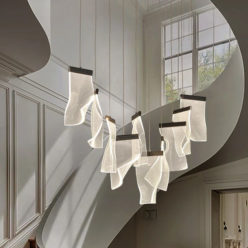 Flame Round Chandelier For Staircase-Nobipets