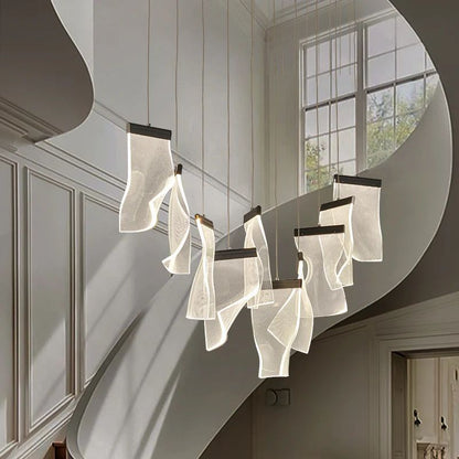 Flame Round Chandelier For Staircase-Nobipets