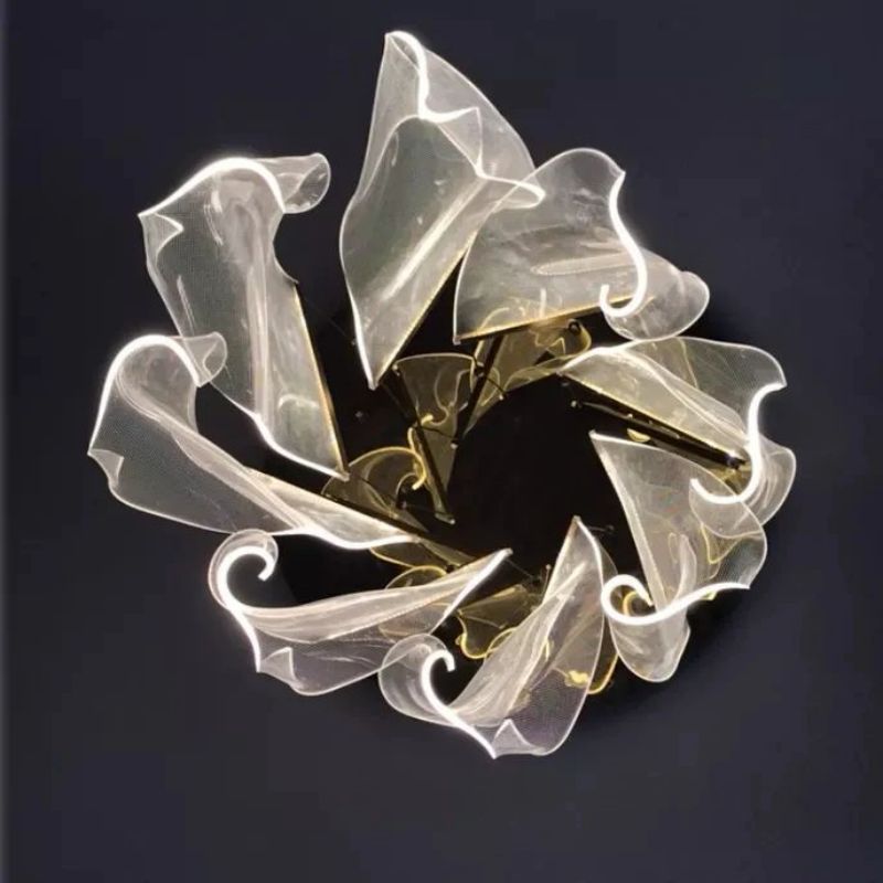 Flame Round Chandelier For Staircase-Nobipets