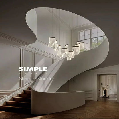 Flame Round Chandelier For Staircase-Nobipets