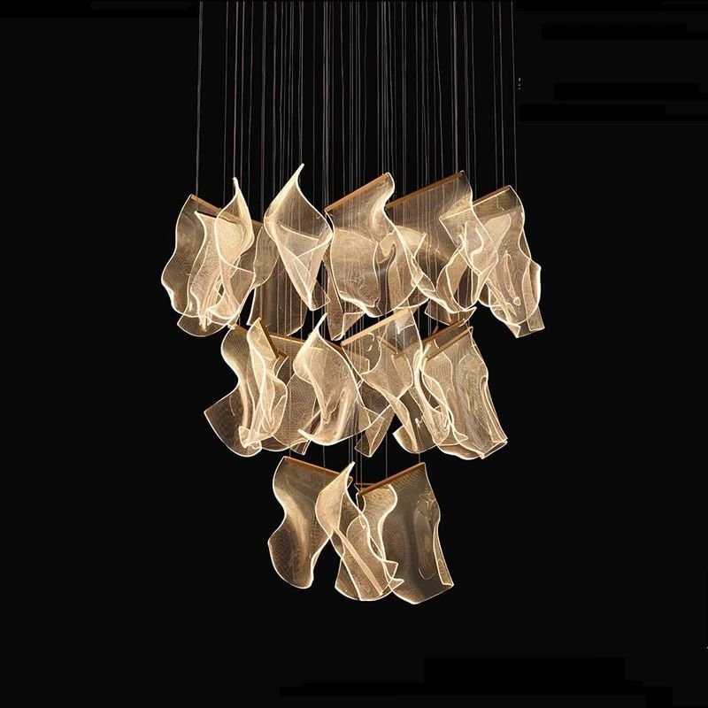 Flame Round Chandelier For Staircase-Nobipets
