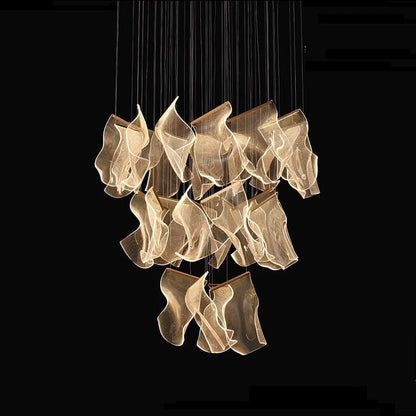 Flame Round Chandelier For Staircase-Nobipets