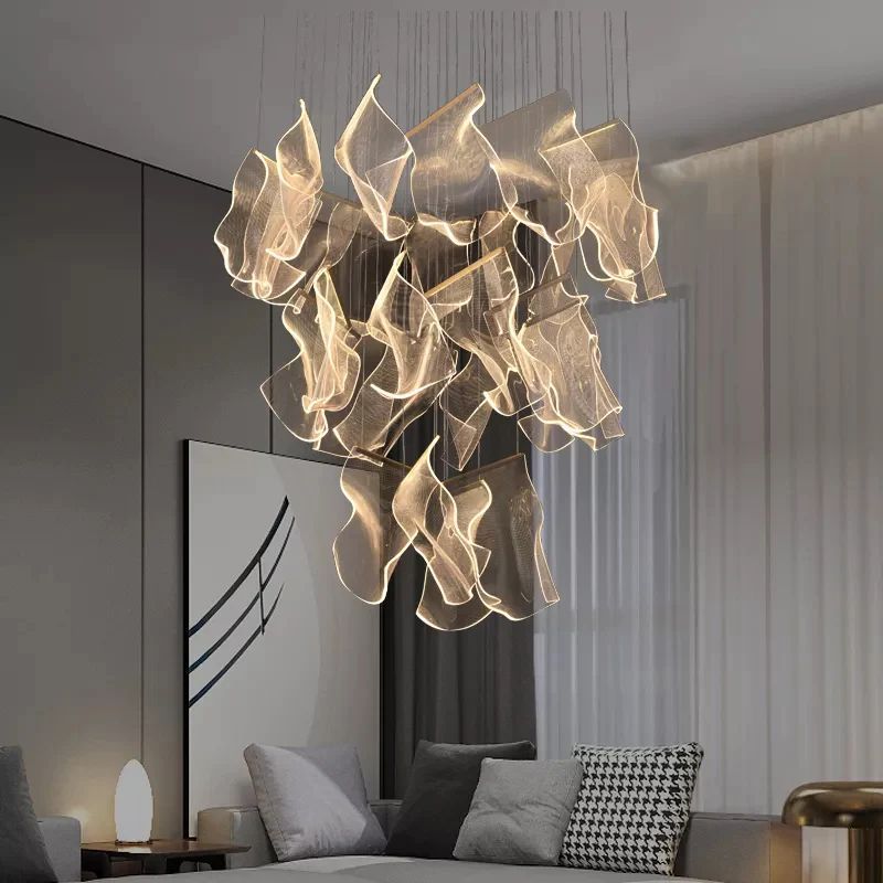 Flame Round Chandelier For Staircase-Nobipets