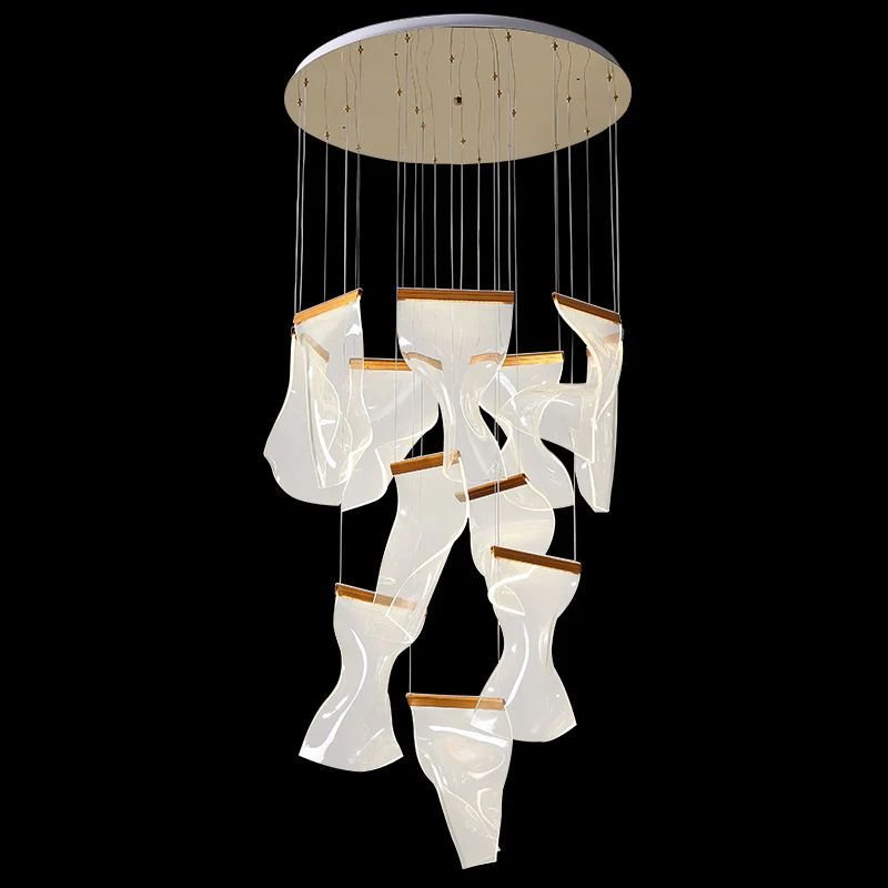 Flame Round Chandelier For Staircase-Nobipets