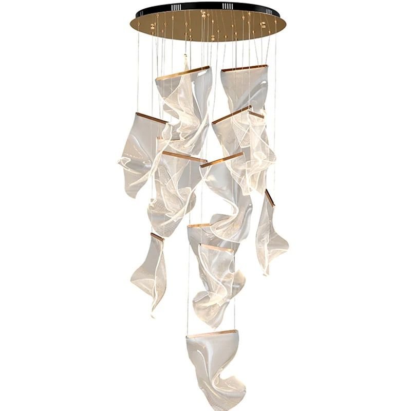 Flame Round Chandelier For Staircase-Nobipets