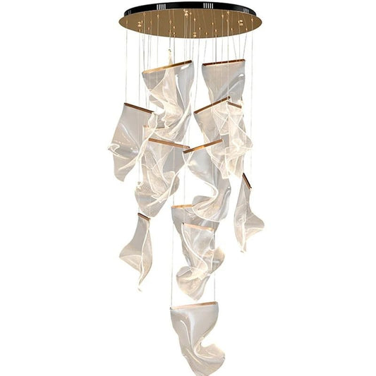 Flame Round Chandelier For Staircase-Nobipets