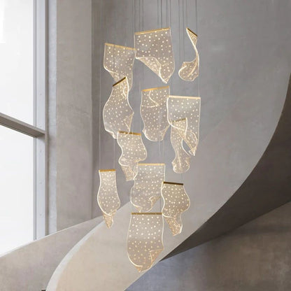 Flame Round Chandelier For Staircase-Nobipets