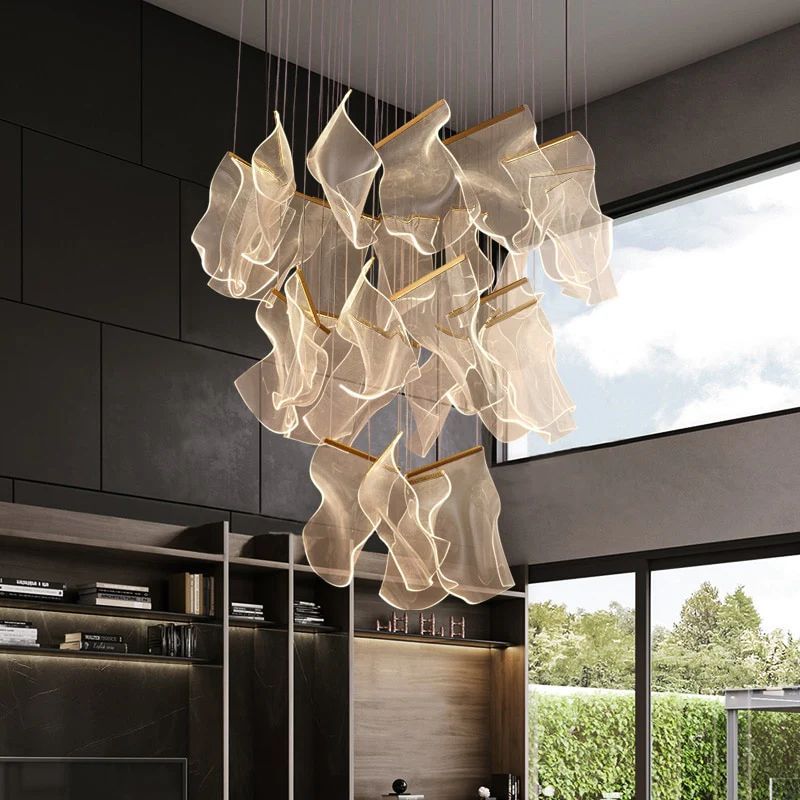 Flame Round Chandelier For Staircase-Nobipets