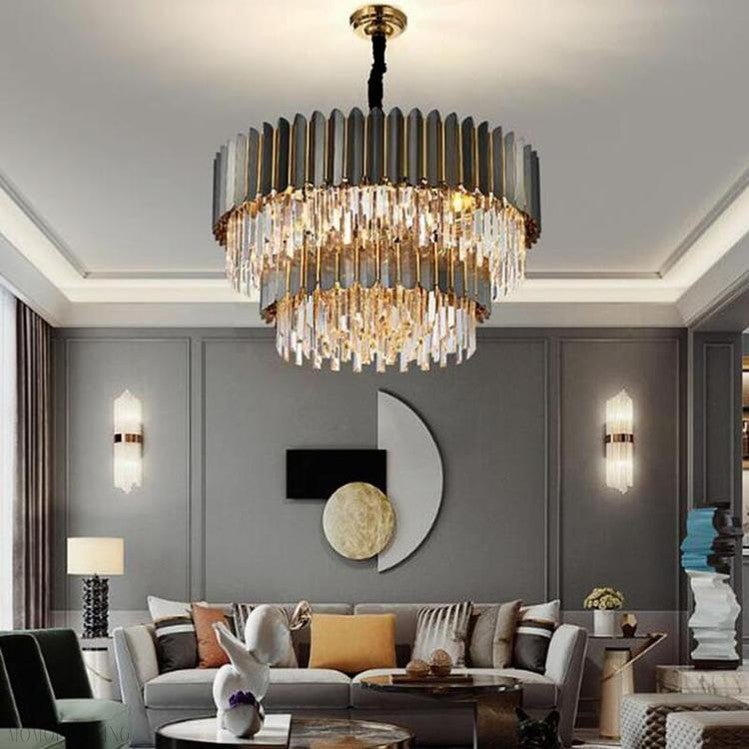 Flavian Double Tier Crystal Chandelier-Nobipets