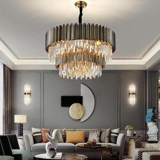 Flavian Double Tier Crystal Chandelier-Nobipets