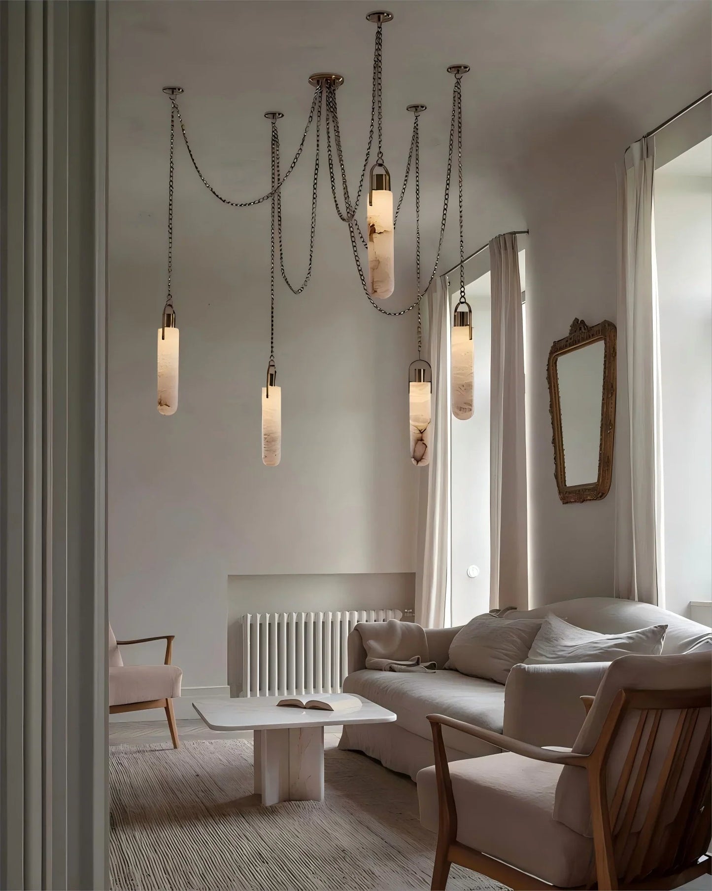 Flint 3-Light Alabaster Cluster Chandelier LED Multi-Drop Pendant