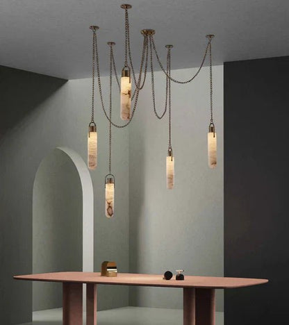 Flint 5-Light Alabaster Cluster Chandelier LED Multi-Drop Pendant