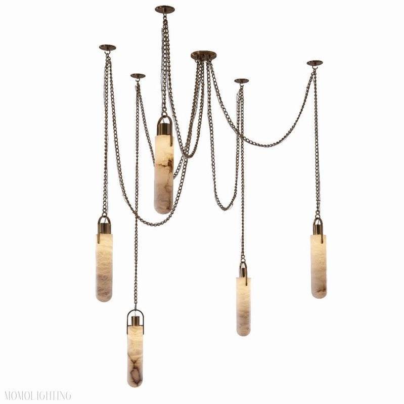 Della Flint 5-Light Alabaster Cluster Chandelier-Nobipets