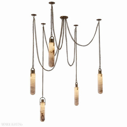 Della Flint 5-Light Alabaster Cluster Chandelier-Nobipets