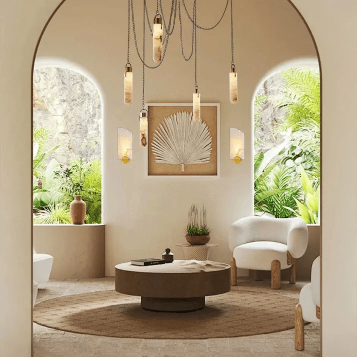 Della Flint 5-Light Alabaster Cluster Chandelier-Nobipets