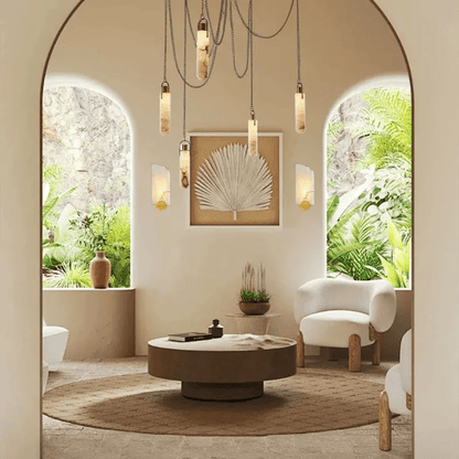 Della Flint 5-Light Alabaster Cluster Chandelier-Nobipets