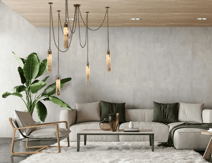 Della Flint 5-Light Alabaster Cluster Chandelier-Nobipets
