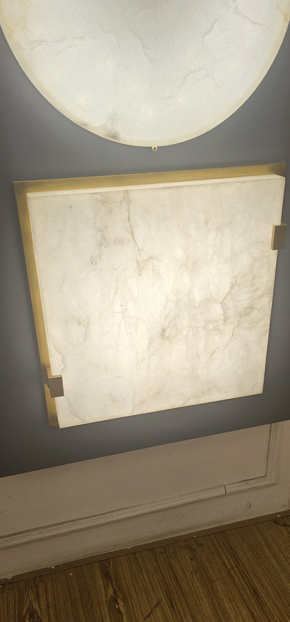 Flush Mount Ceiling Light with Alabaster Shade