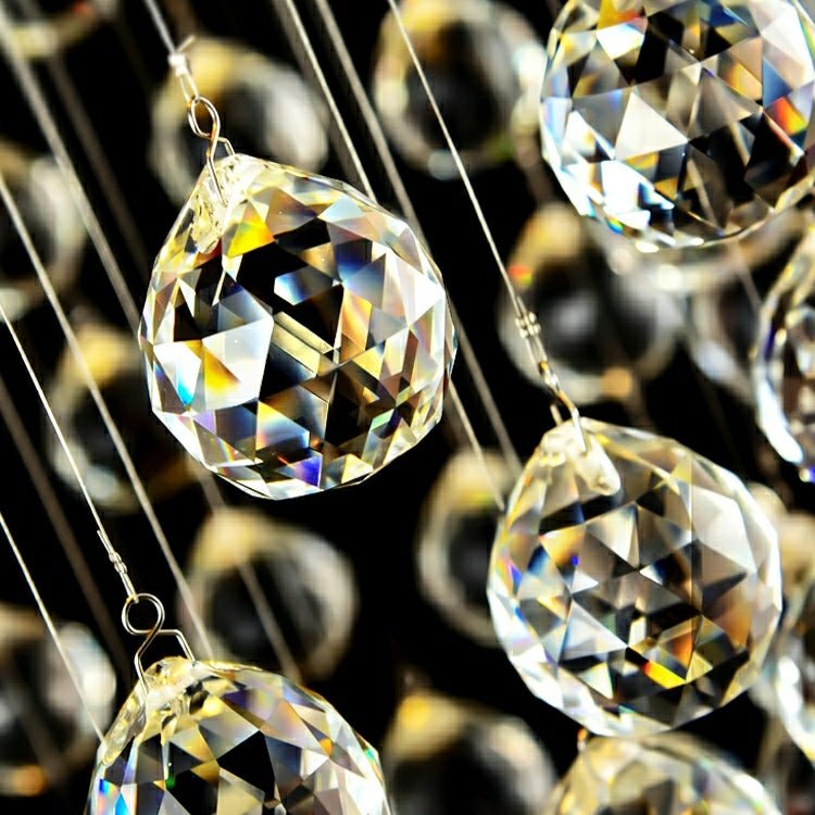 Flush Mounted Crystal Drops Chandelier Elegant Ceiling Light Fixture For Bedroom/ Living Room-Nobipets